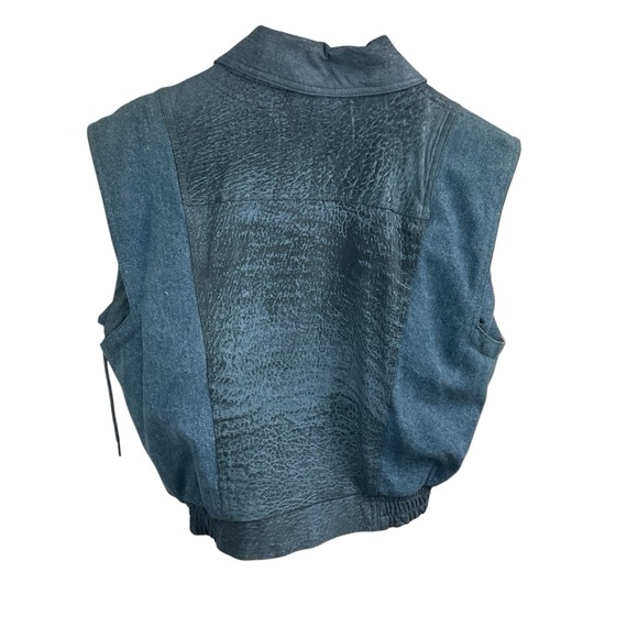 Vintage 90s TWZ Jacket & Pant set lamb Leather and Denim - Picture 4 of 10